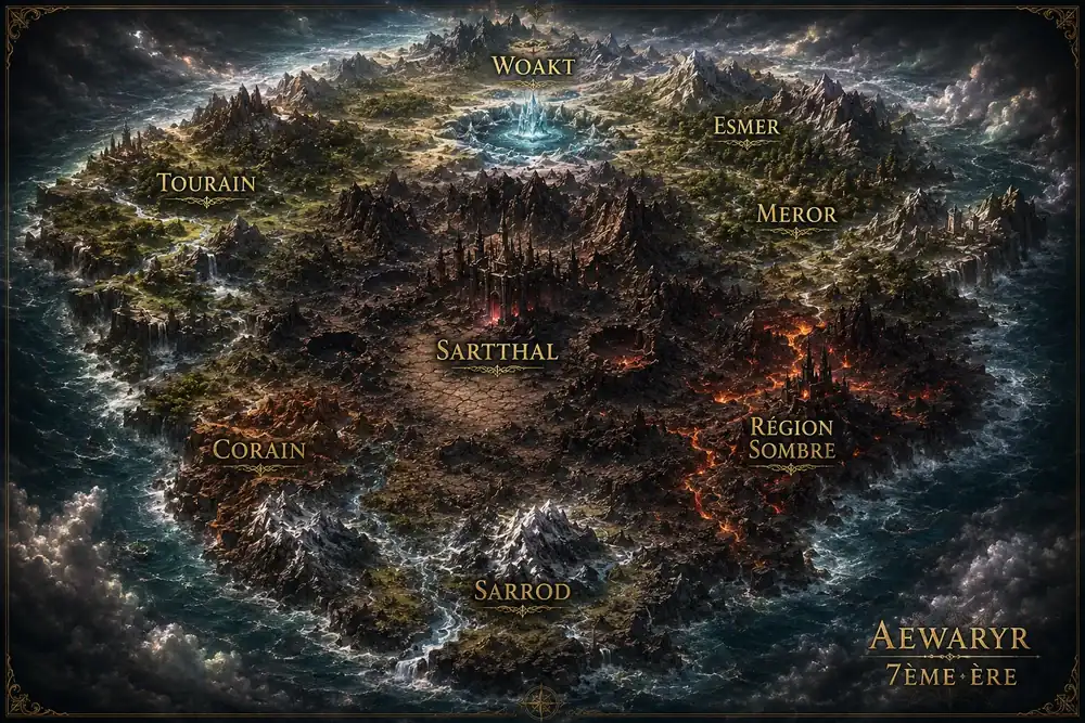 Carte du monde d'Aewaryr, septième ère